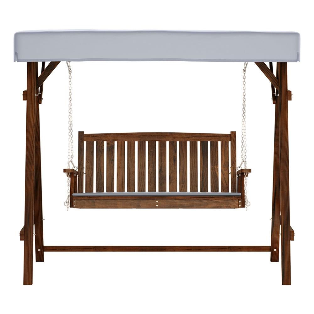 Gardeon Wooden Swing Chair Garden Bench Canopy 3 Seater Outdoor Furniture - Ozstylz