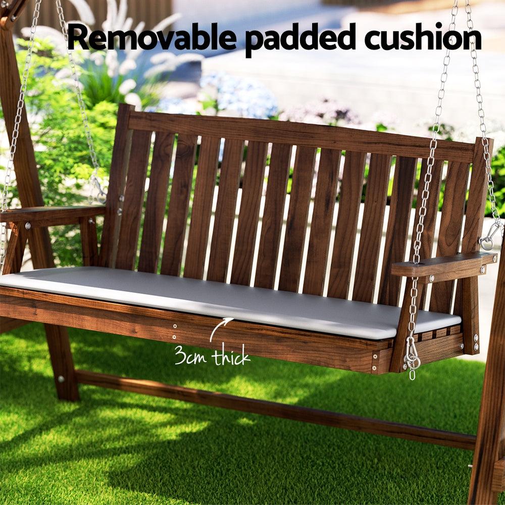 Gardeon Wooden Swing Chair Garden Bench Canopy 3 Seater Outdoor Furniture - Ozstylz