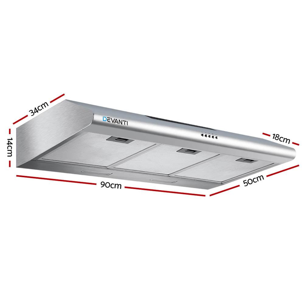 Devanti 900mm Range Hood 90cm Rangehood Stainless Steel - Ozstylz