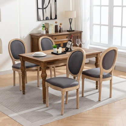 AADEN 4x Linen Dining Chairs with Solid Wood Legs- Grey - Ozstylz