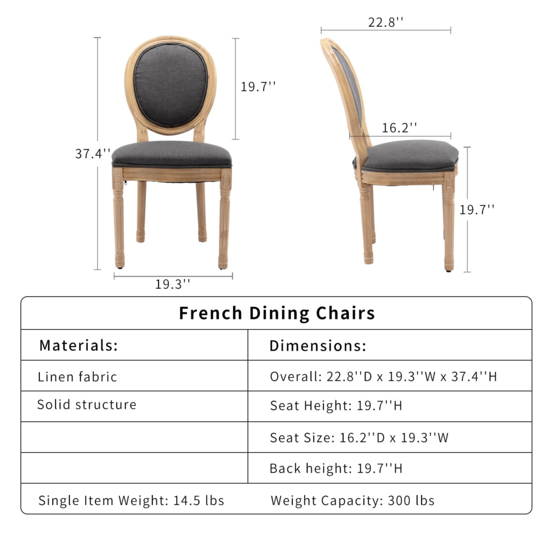 AADEN 4x Linen Dining Chairs with Solid Wood Legs- Grey - Ozstylz