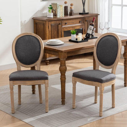 AADEN 4x Linen Dining Chairs with Solid Wood Legs- Grey - Ozstylz