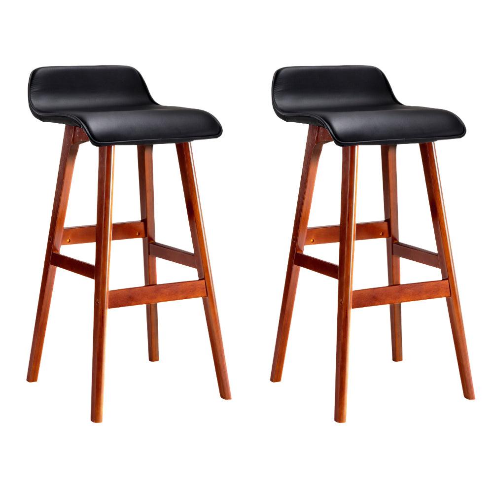 Artiss 2x Bar Stools Wooden Stool Black - Ozstylz