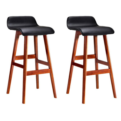 Artiss 2x Bar Stools Wooden Stool Black - Ozstylz