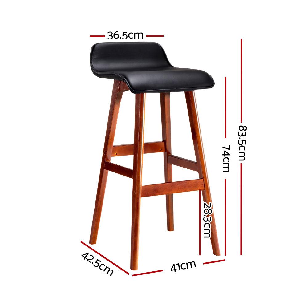 Artiss 2x Bar Stools Wooden Stool Black - Ozstylz