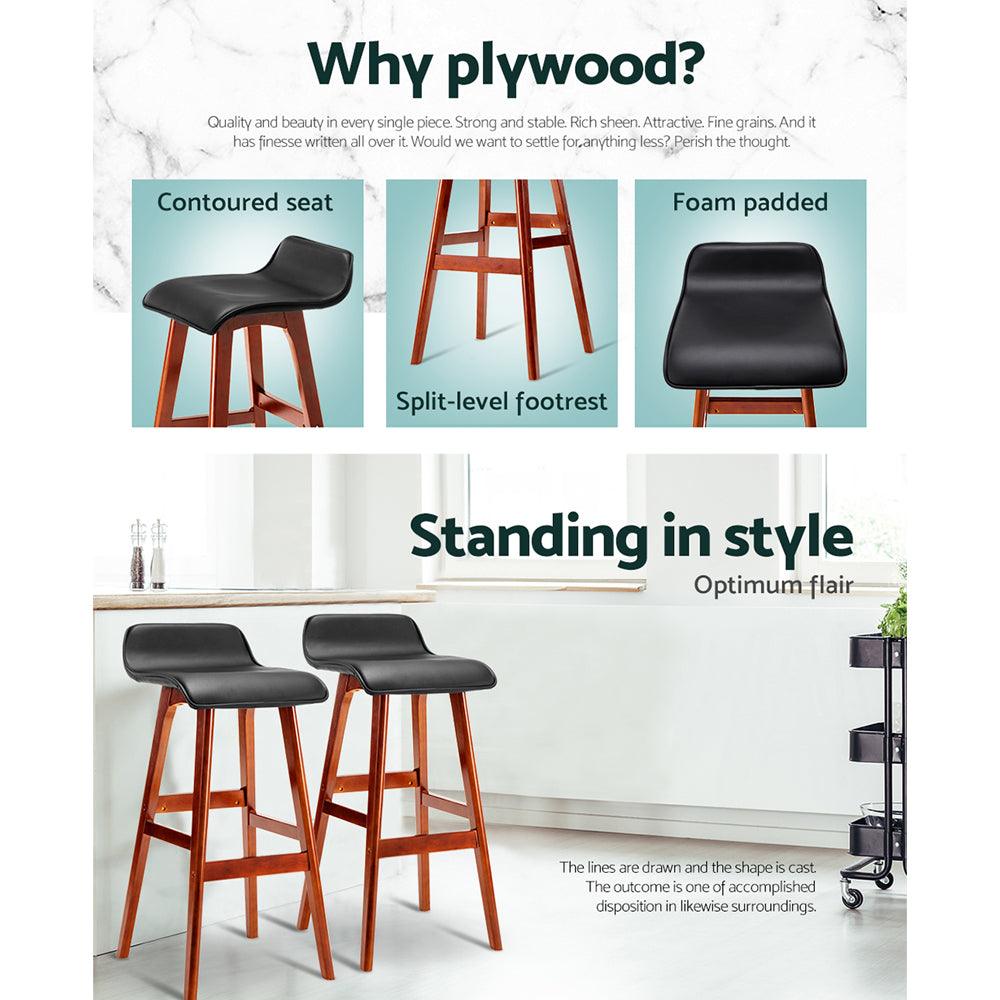 Artiss 2x Bar Stools Wooden Stool Black - Ozstylz