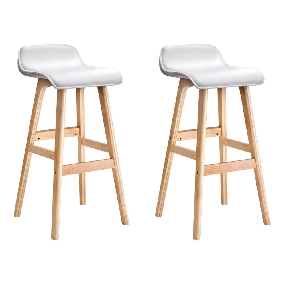 Artiss 2x Bar Stools Wooden Stool White - Ozstylz