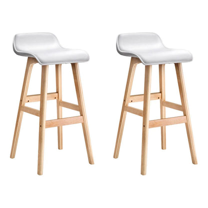 Artiss 2x Bar Stools Wooden Stool White - Ozstylz