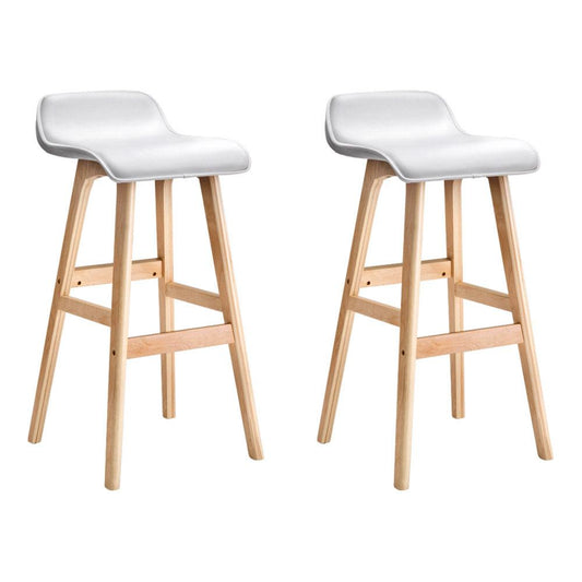 Artiss 2x Bar Stools Wooden Stool White - Ozstylz