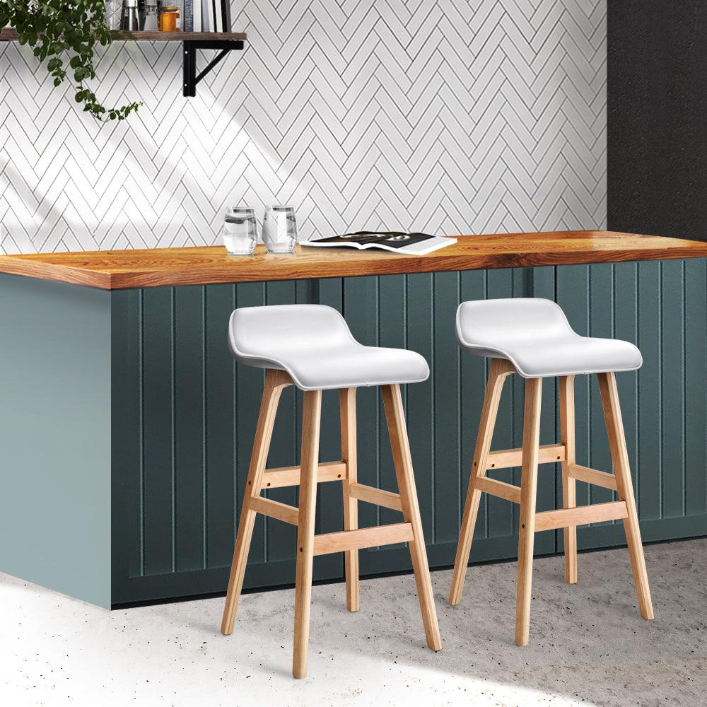 Artiss 2x Bar Stools Wooden Stool White - Ozstylz