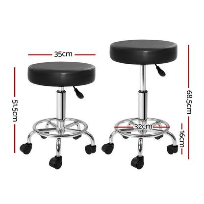 Artiss 2x Salon Stool Round Swivel Chair Black - Ozstylz