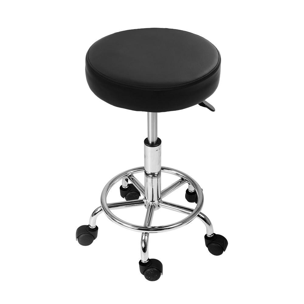 Artiss 2x Salon Stool Round Swivel Chair Black - Ozstylz