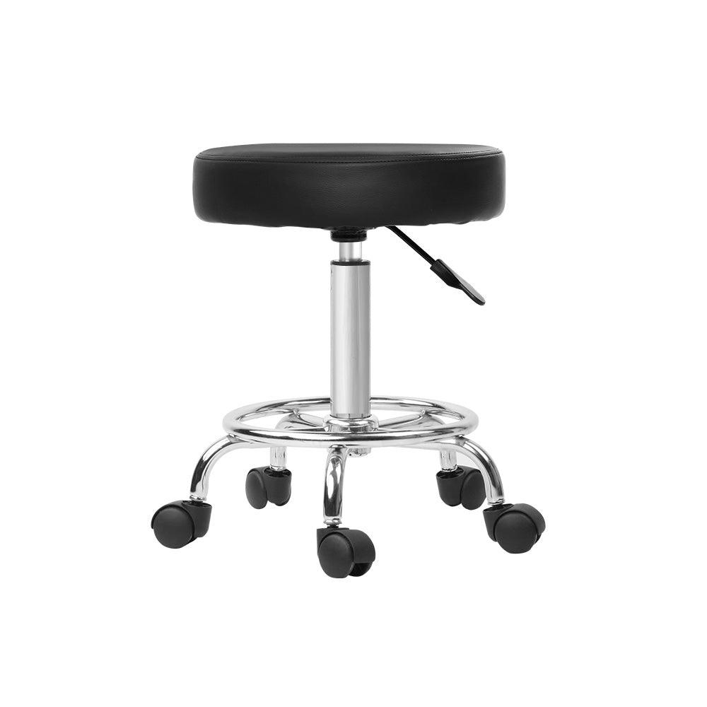 Artiss 2x Salon Stool Round Swivel Chair Black - Ozstylz