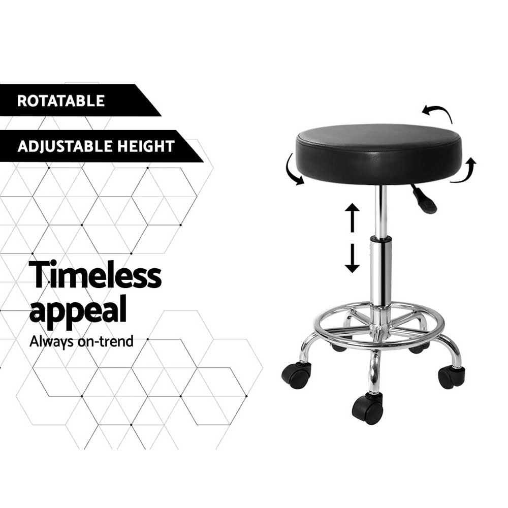 Artiss 2x Salon Stool Round Swivel Chair Black - Ozstylz