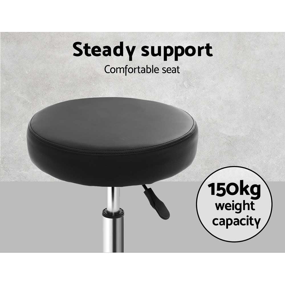 Artiss 2x Salon Stool Round Swivel Chair Black - Ozstylz