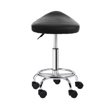 Artiss 2x Salon Stool Saddle Swivel Chair Black - Ozstylz