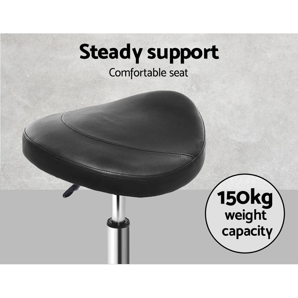 Artiss 2x Salon Stool Saddle Swivel Chair Black - Ozstylz