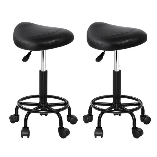 Artiss 2x Salon Stool Saddle Swivel Chair - Ozstylz