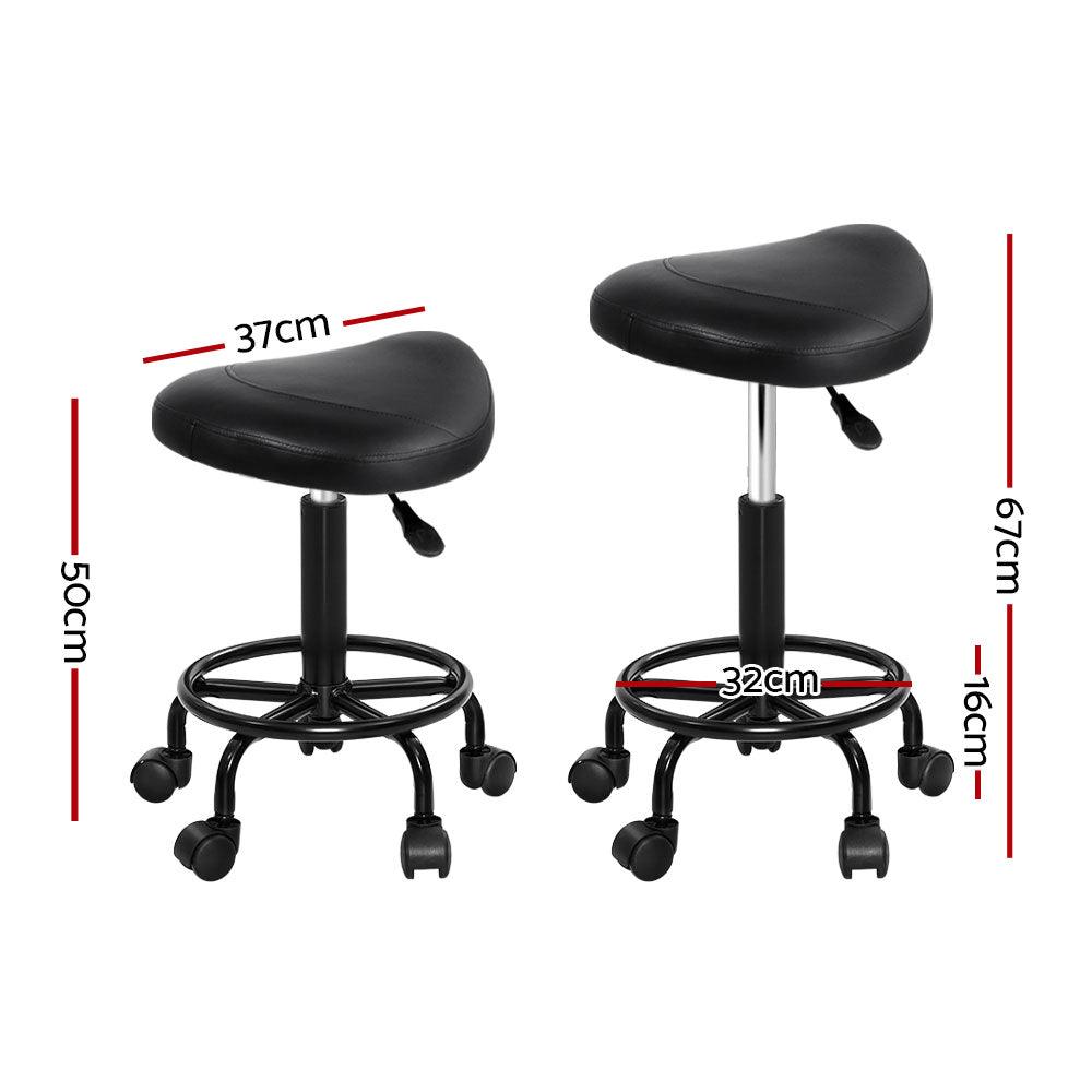 Artiss 2x Salon Stool Saddle Swivel Chair - Ozstylz