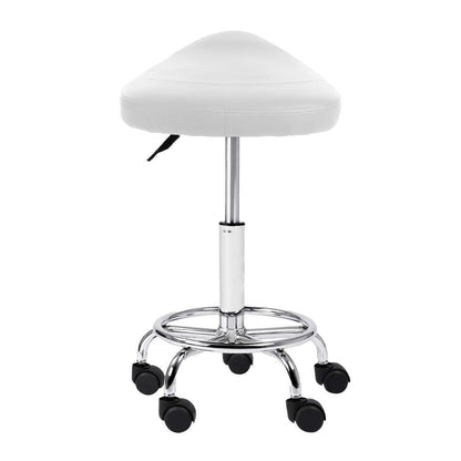 Artiss 2x Salon Stool Saddle Swivel Chair White - Ozstylz