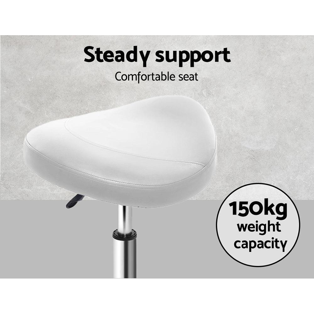 Artiss 2x Salon Stool Saddle Swivel Chair White - Ozstylz