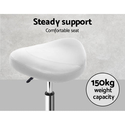 Artiss 2x Salon Stool Saddle Swivel Chair White - Ozstylz