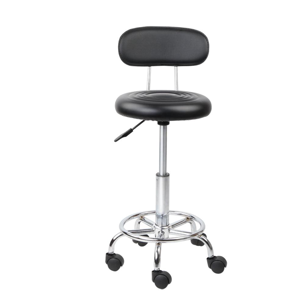 Artiss 2x Salon Stool Swivel Chair Backrest Black - Ozstylz