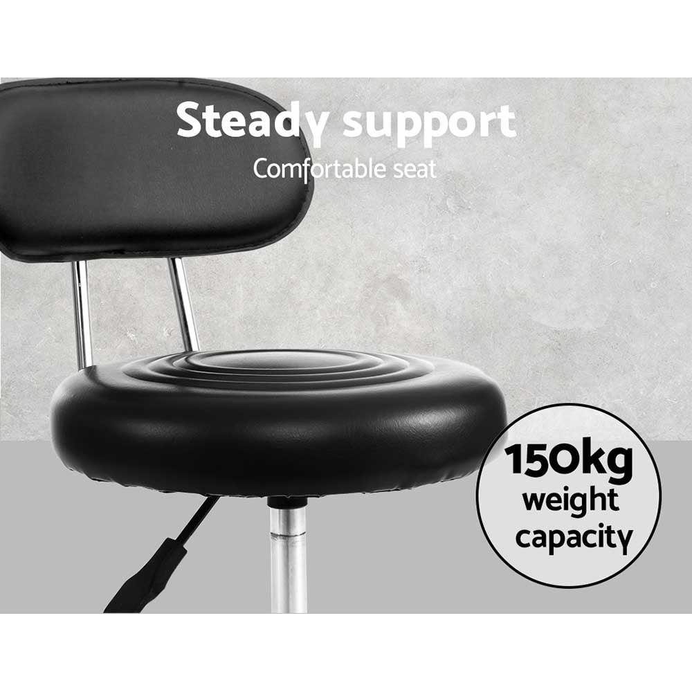 Artiss 2x Salon Stool Swivel Chair Backrest Black - Ozstylz