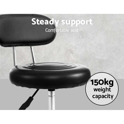 Artiss 2x Salon Stool Swivel Chair Backrest Black - Ozstylz