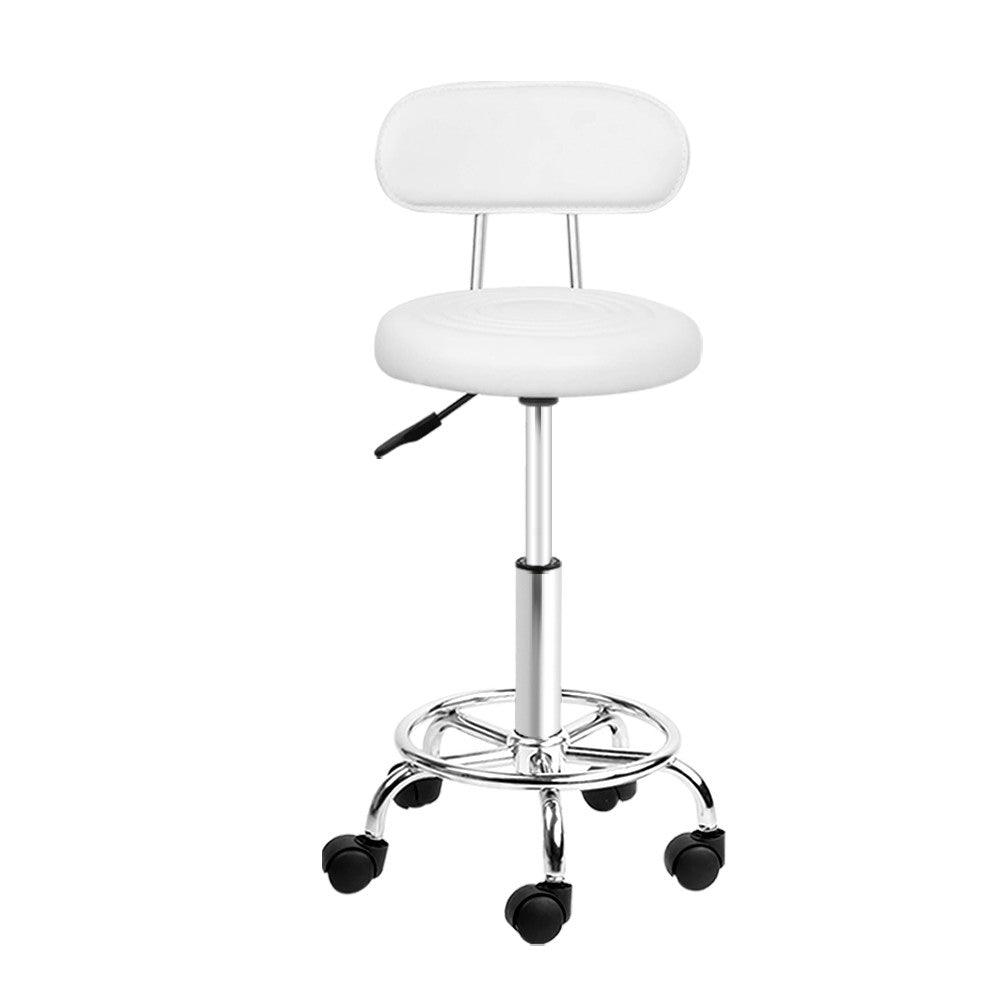 Artiss 2x Salon Stool Swivel Chair Backrest White - Ozstylz