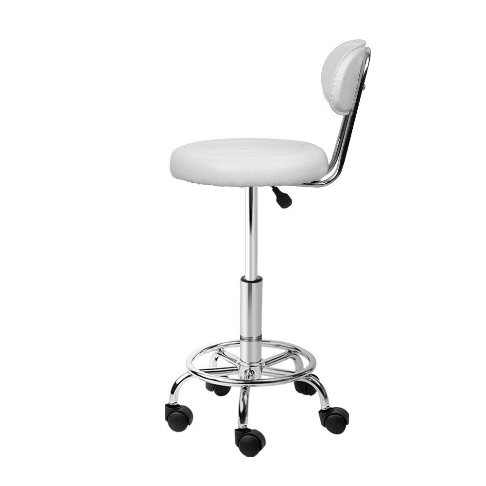 Artiss 2x Salon Stool Swivel Chair Backrest White - Ozstylz