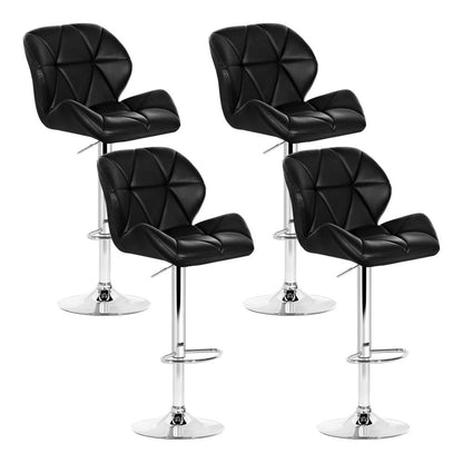 Artiss 4x Bar Stools Gas Lift Padded Leather Black - Ozstylz