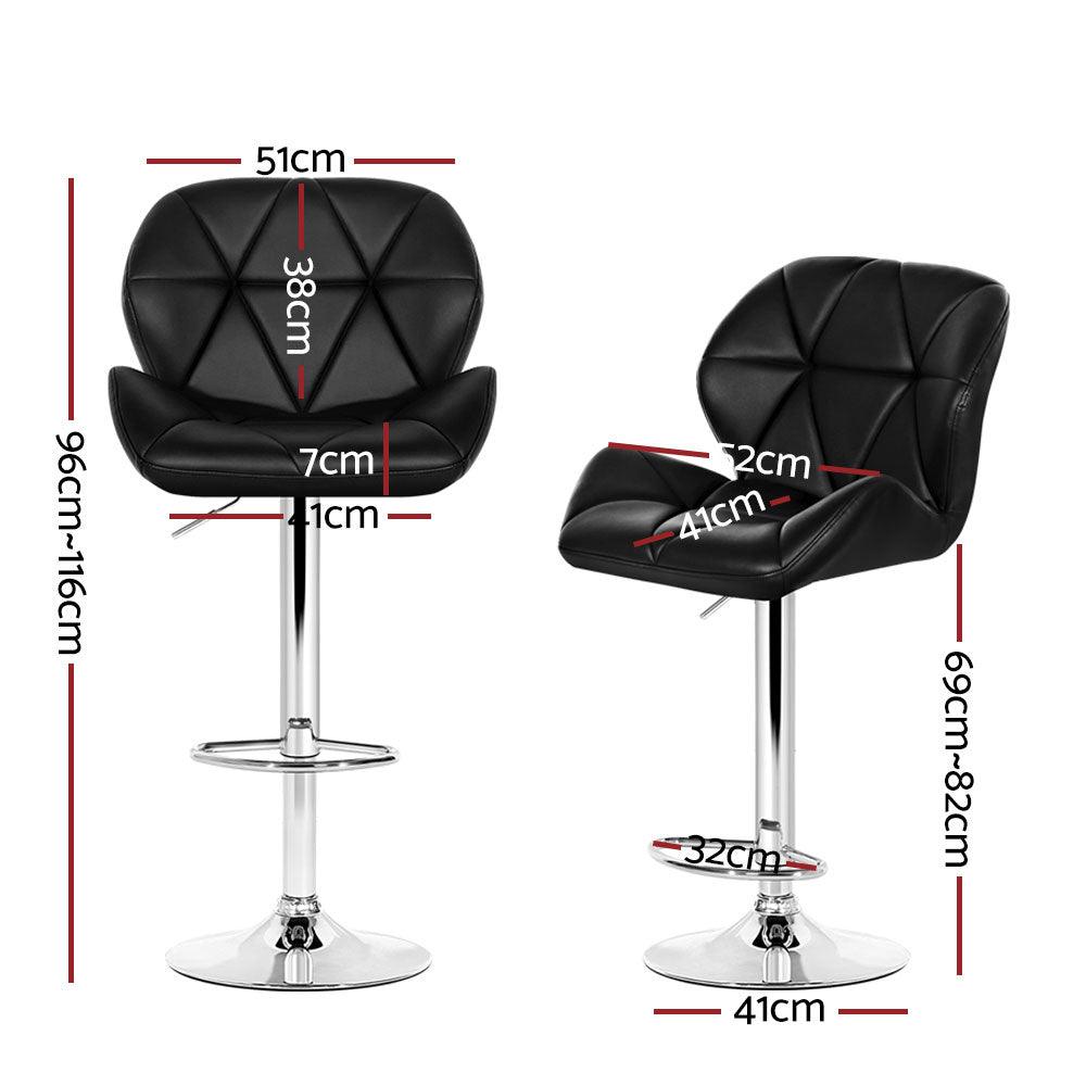 Artiss 4x Bar Stools Gas Lift Padded Leather Black - Ozstylz