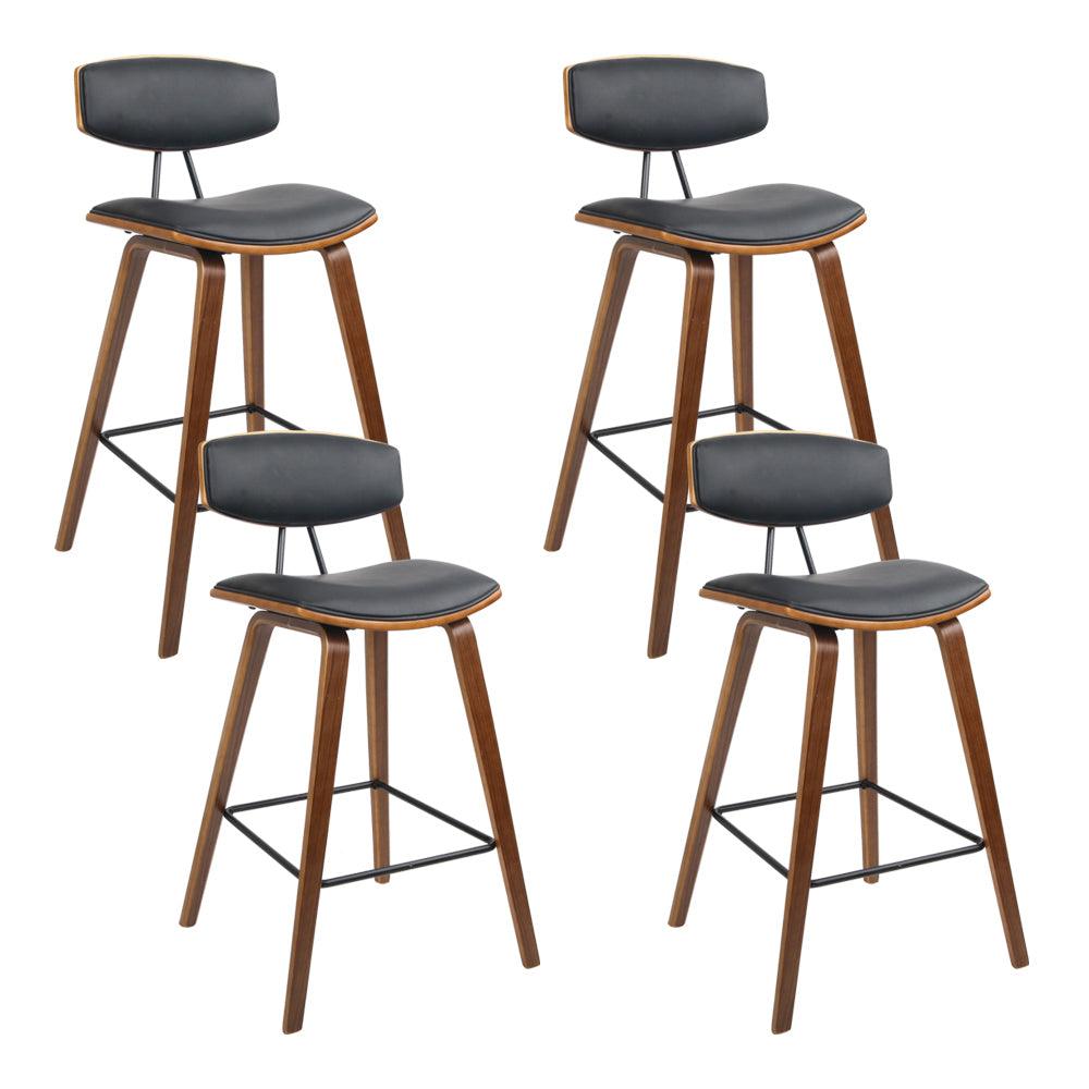 Artiss 4x Bar Stools Leather Padded w/Backrest - Ozstylz