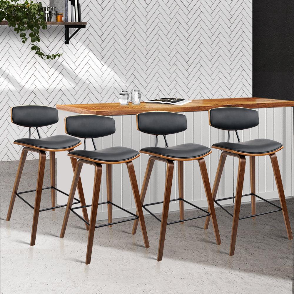 Artiss 4x Bar Stools Leather Padded w/Backrest - Ozstylz