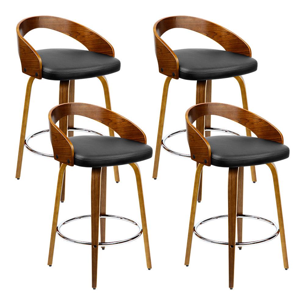 Artiss 4x Bar Stools Swivel Seat Curving Backrest - Ozstylz