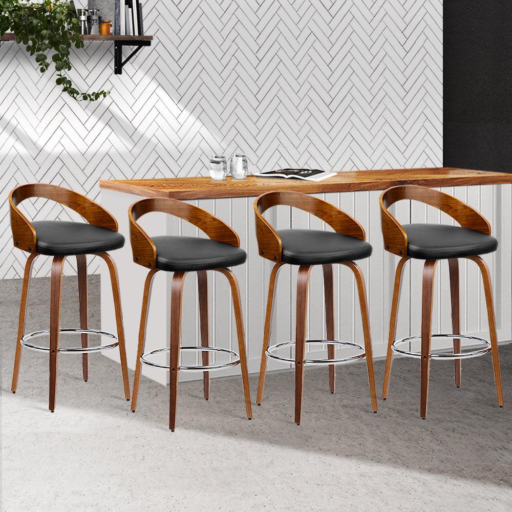 Artiss 4x Bar Stools Swivel Seat Curving Backrest - Ozstylz