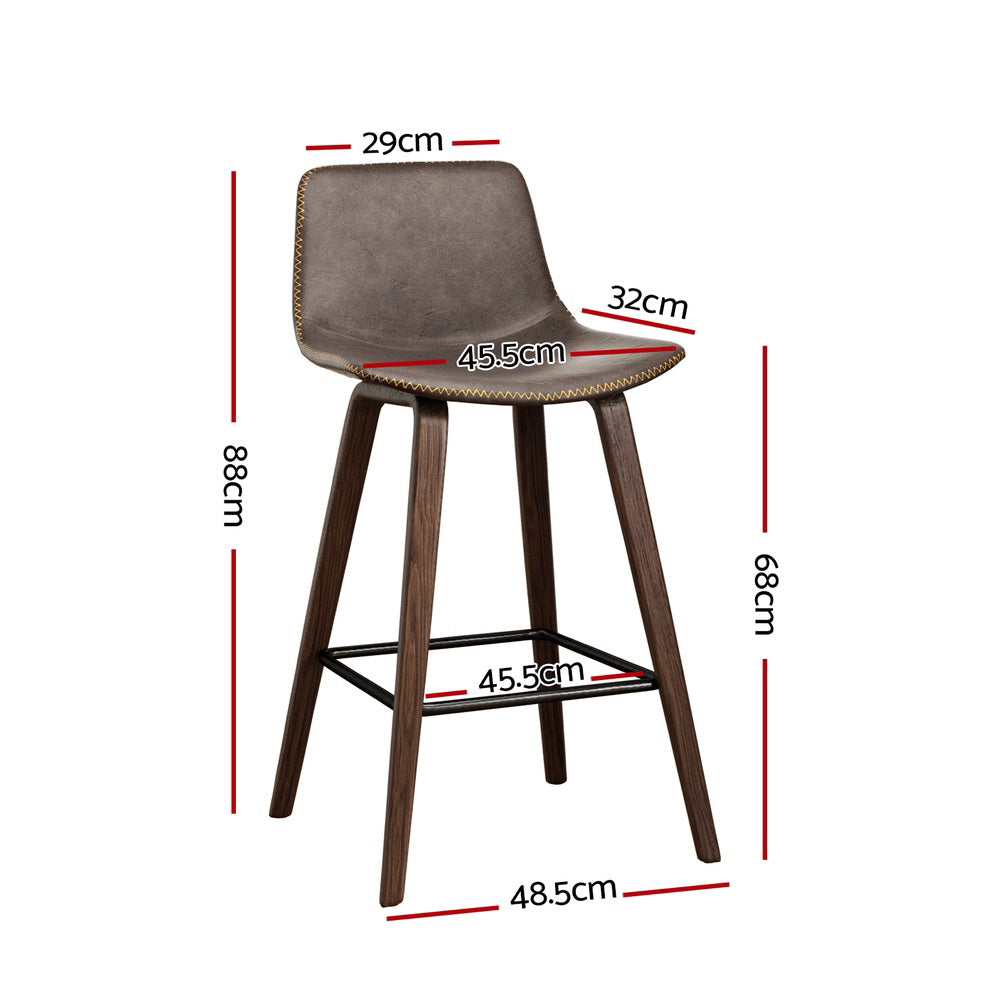 Artiss 4x Bar Stools Vintage Leather Wooden - Ozstylz