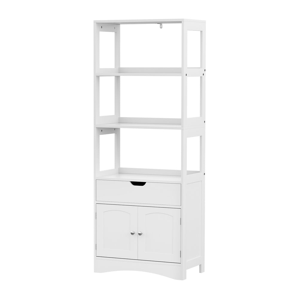 Artiss Bathroom Floor Storage Cabinet with 2 Drawers 3 Open Shelves 2 Doors White - Ozstylz