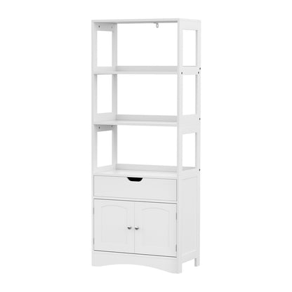 Artiss Bathroom Floor Storage Cabinet with 2 Drawers 3 Open Shelves 2 Doors White - Ozstylz