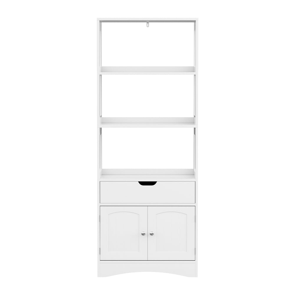 Artiss Bathroom Floor Storage Cabinet with 2 Drawers 3 Open Shelves 2 Doors White - Ozstylz