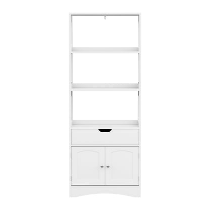 Artiss Bathroom Floor Storage Cabinet with 2 Drawers 3 Open Shelves 2 Doors White - Ozstylz