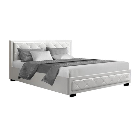 Artiss Bed Frame King Size Gas Lift White TIYO - Ozstylz