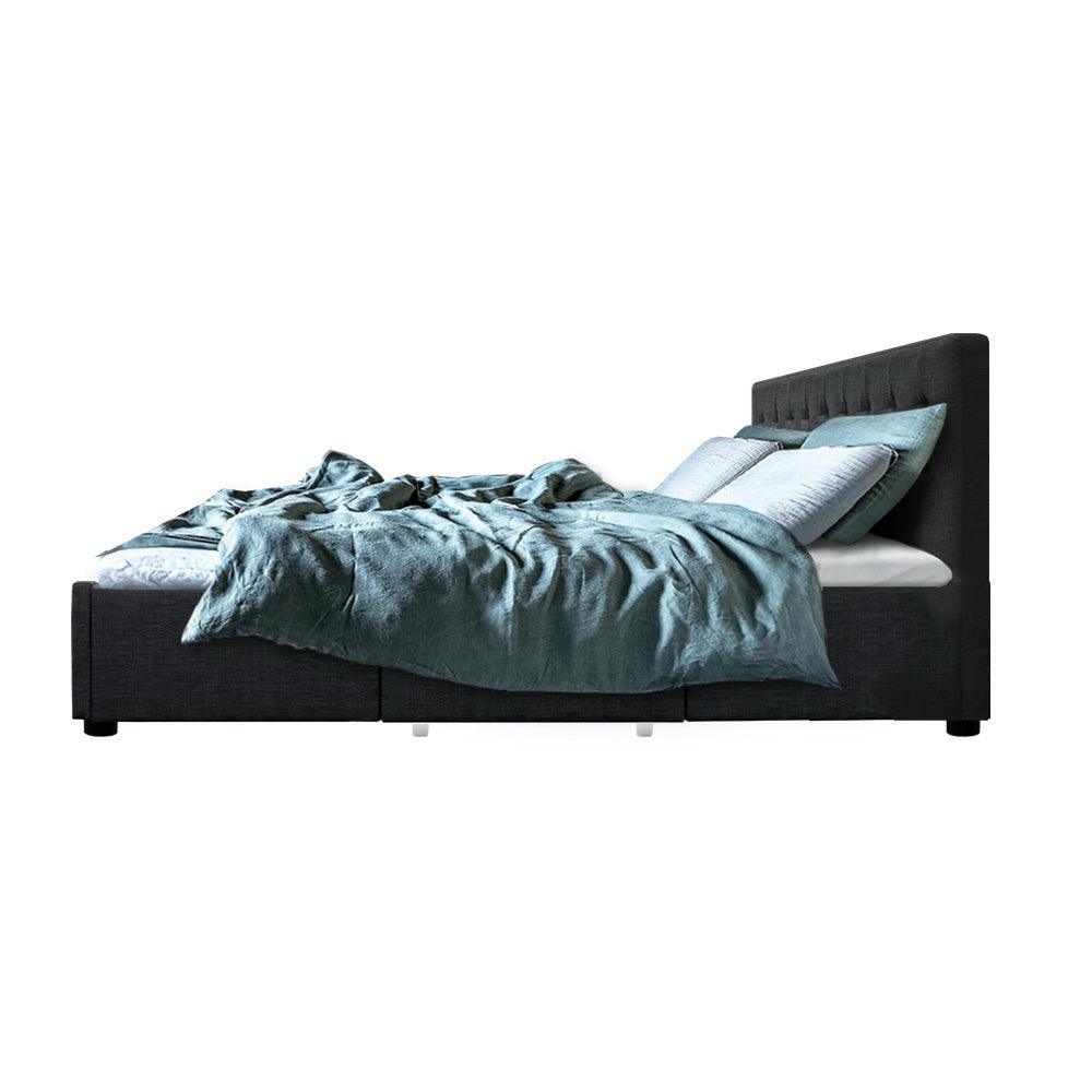 Artiss Bed Frame King Size with 4 Drawers Charcoal AVIO - Ozstylz