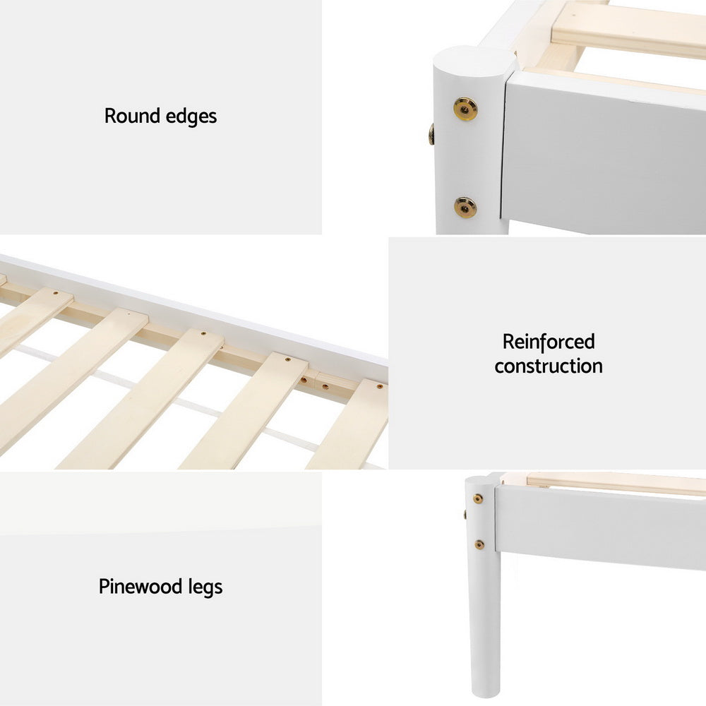 Artiss Bed Frame Queen Size Wooden White DALY - Ozstylz