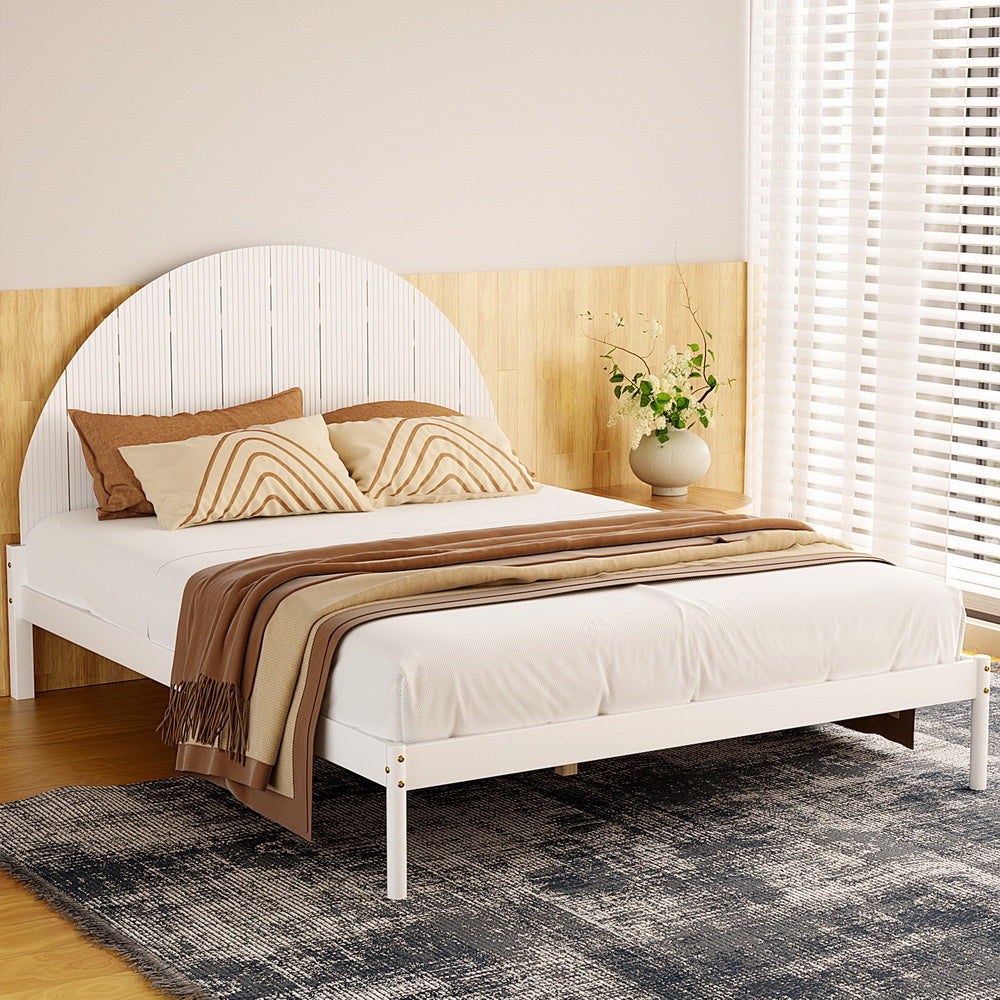 Artiss Bed Frame Queen Size Wooden White DALY - Ozstylz