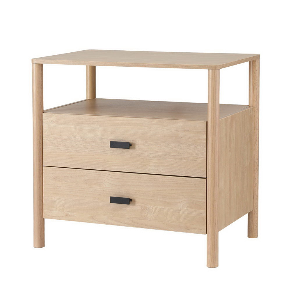 Artiss Bedside Table Nightstand 2 Drawers - Pine - Ozstylz