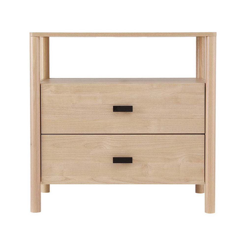 Artiss Bedside Table Nightstand 2 Drawers - Pine - Ozstylz