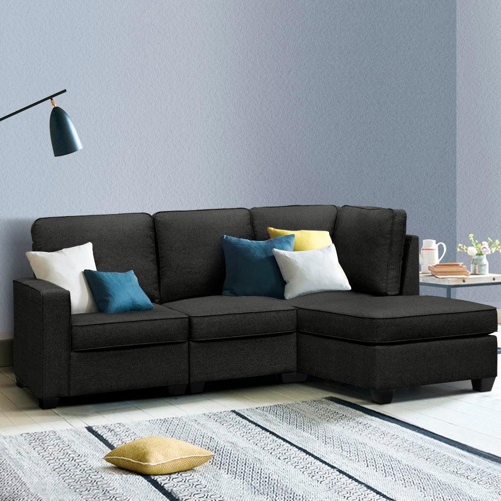 Artiss Modular Sofa Chaise Set 4-seater Dark Grey - Ozstylz