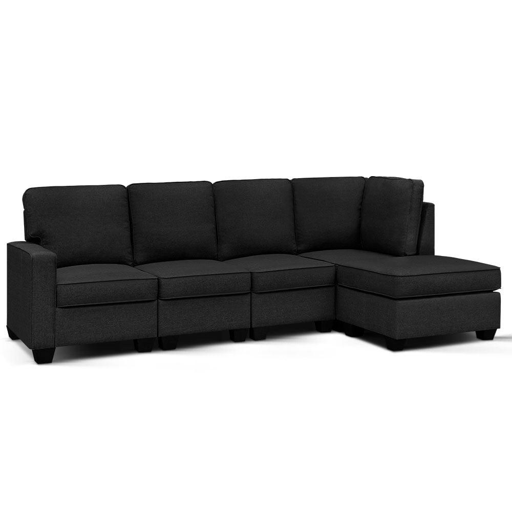 Artiss Modular Sofa Chaise Set 5-seater Dark Grey - Ozstylz